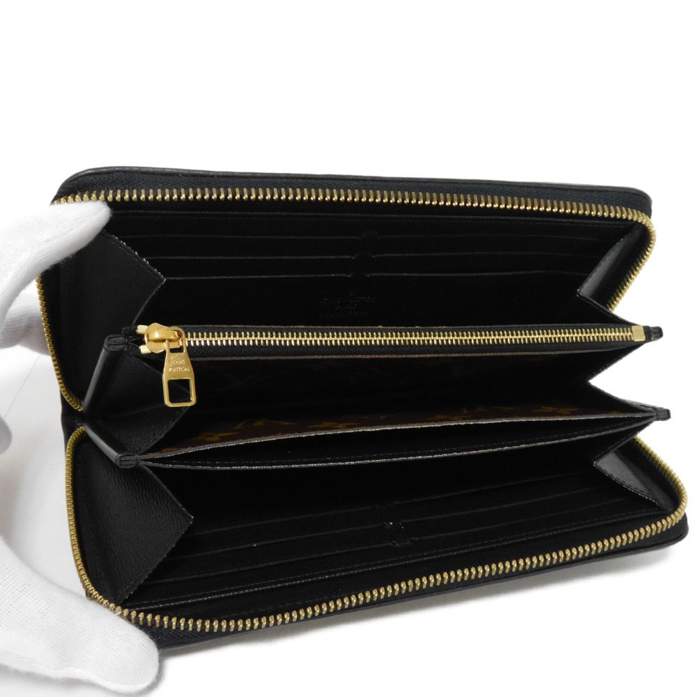 LOUIS VUITTON Long Wallet Purse M61855 Monogram canvas x Calfskin leather Noir Brown Black New Zip Around Monogram Retiro Zippy wallet unisex(Unisex) Used Authentic