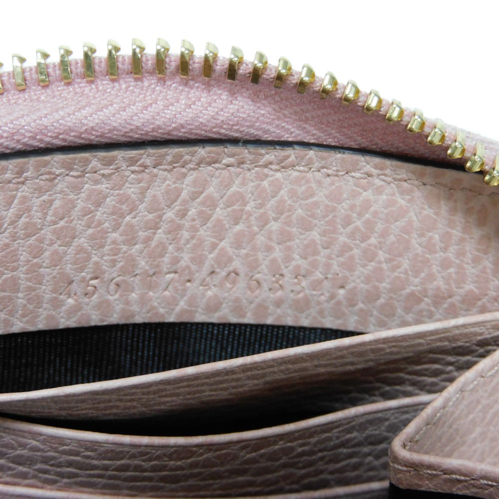 GUCCI Long Wallet Purse 456117 CAO0G 5909 Textured leather Perfect pink Pastel Zip Around GG Marmont Double G zip around wallet Women Used Authentic