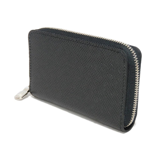 LOUIS VUITTON Coin case M30511 Taiga leather (embossed) Noir New LV logo embossed black Zip Around Taiga Zippy coin purse mens Used Authentic