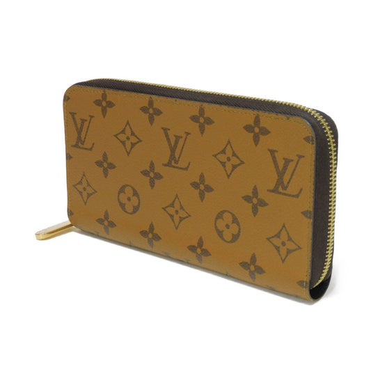 LOUIS VUITTON Long Wallet Purse M82444 Monogram Reverse Canvas x Grained Leather Brown Current LV logo New model Black Zip Around RFID Monogram reverse Zippy wallet unisex(Unisex) Used Authentic