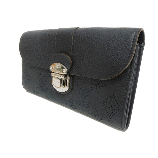 LOUIS VUITTON Long Wallet Purse M58136 Mahina leather (stamped) Noir Old style perforation punching push lock Monogram Mahina Portefeuille Iris unisex(Unisex) Used Authentic