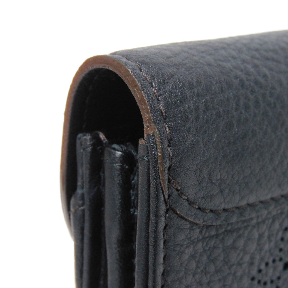 LOUIS VUITTON Long Wallet Purse M58136 Mahina leather (stamped) Noir Old style perforation punching push lock Monogram Mahina Portefeuille Iris unisex(Unisex) Used Authentic