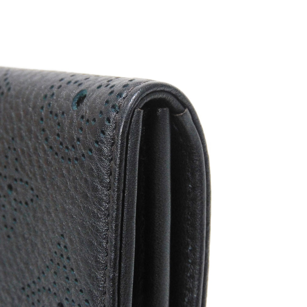 LOUIS VUITTON Long Wallet Purse M58136 Mahina leather (stamped) Noir Old style perforation punching push lock Monogram Mahina Portefeuille Iris unisex(Unisex) Used Authentic
