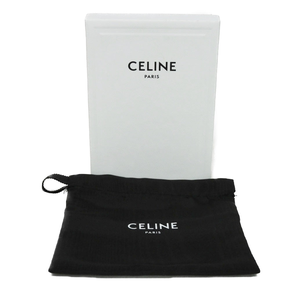 CELINE Coin case 10B683BEL.38SI Grained calfskin (embossed) black Current Grain Calfskin Card Case Unused New logo Compact zipped card holder unisex(Unisex) Used Authentic