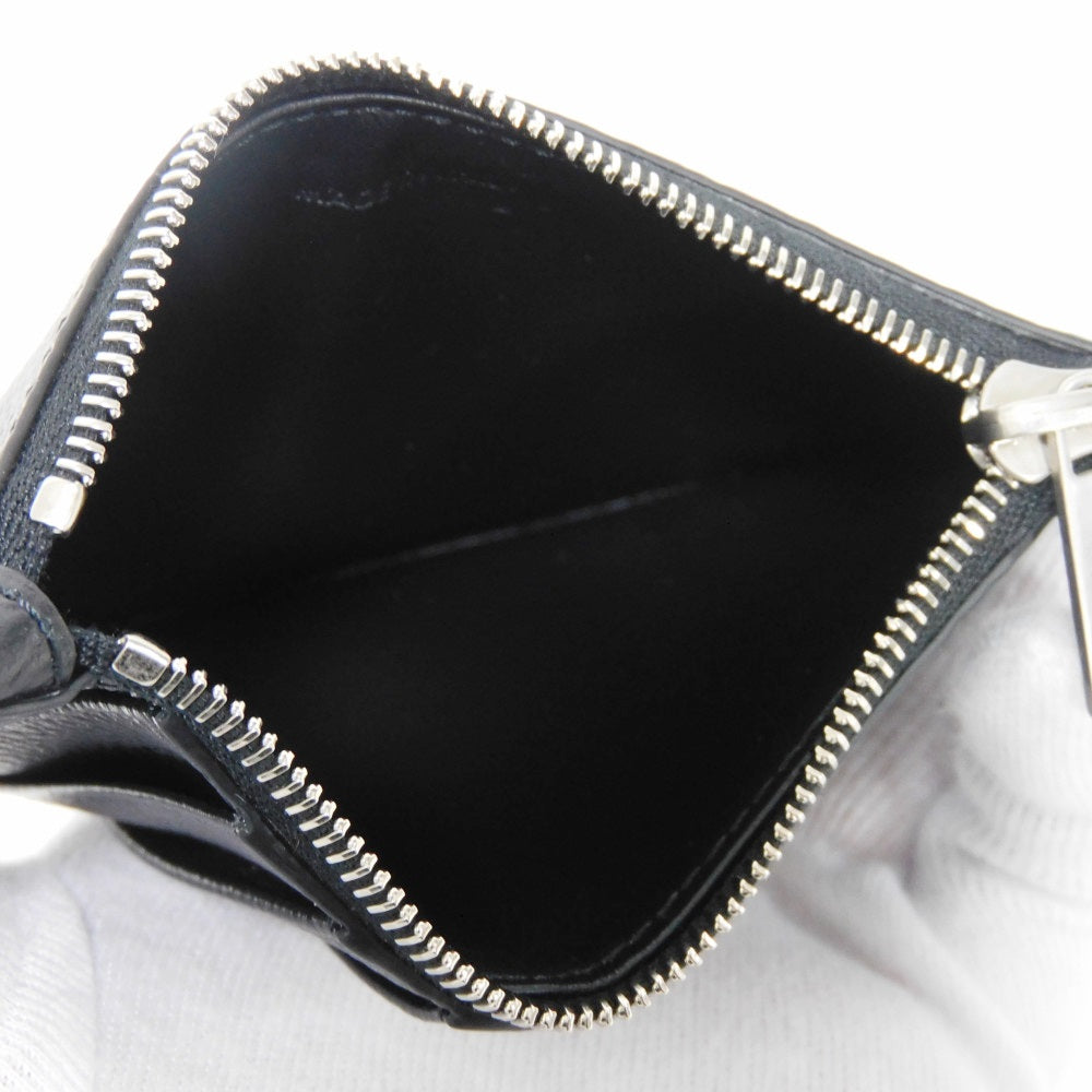 CELINE Coin case 10B683BEL.38SI Grained calfskin (embossed) black Current Grain Calfskin Card Case Unused New logo Compact zipped card holder unisex(Unisex) Used Authentic