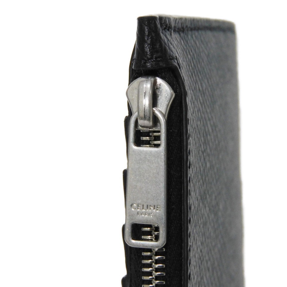 CELINE Coin case 10B683BEL.38SI Grained calfskin (embossed) black Current Grain Calfskin Card Case Unused New logo Compact zipped card holder unisex(Unisex) Used Authentic