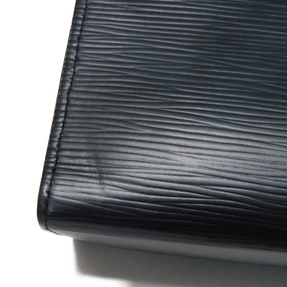 LOUIS VUITTON Clutch bag M81326 Epi leather x grain leather Noir LV logo black business bag RFID IC chip Epi Pochette Voyage MM mens Used Authentic