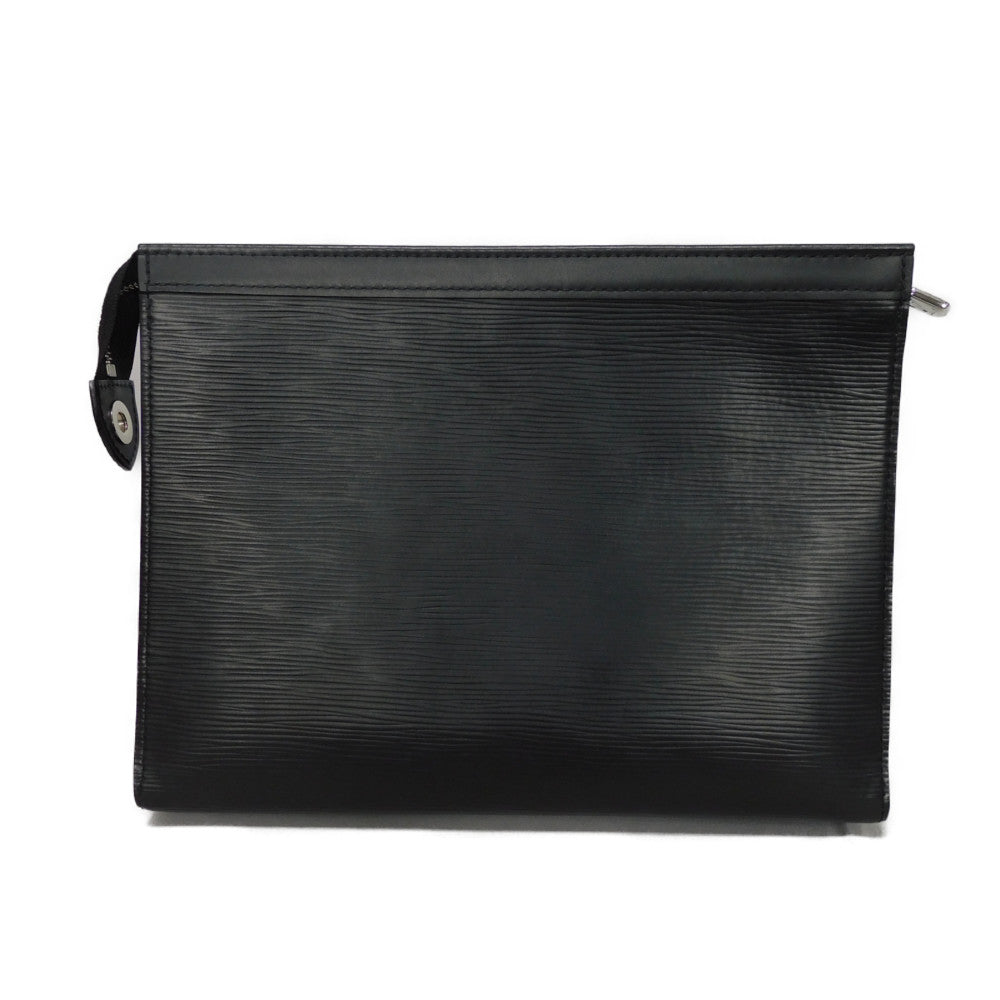 LOUIS VUITTON Clutch bag M81326 Epi leather x grain leather Noir LV logo black business bag RFID IC chip Epi Pochette Voyage MM mens Used Authentic