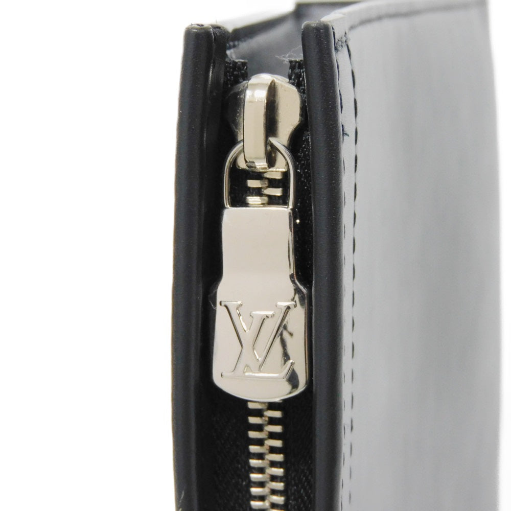 LOUIS VUITTON Clutch bag M81326 Epi leather x grain leather Noir LV logo black business bag RFID IC chip Epi Pochette Voyage MM mens Used Authentic