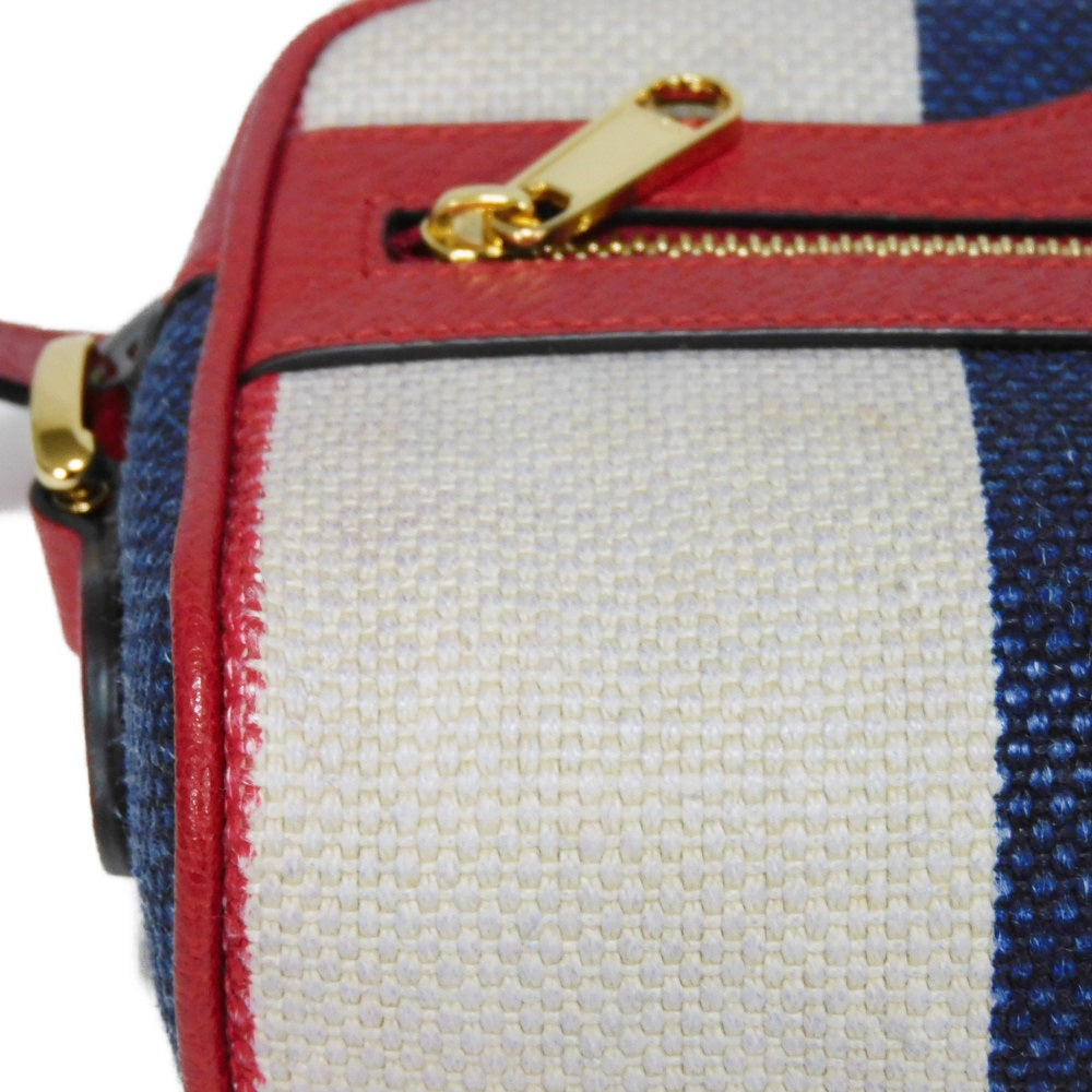 GUCCI Shoulder Bag 517350 Baia de la linen canvas x calf leather Tricolor Baiadera Linen Trio-Colour Crossbody Double G Ophidia mini bag unisex(Unisex) Used Authentic