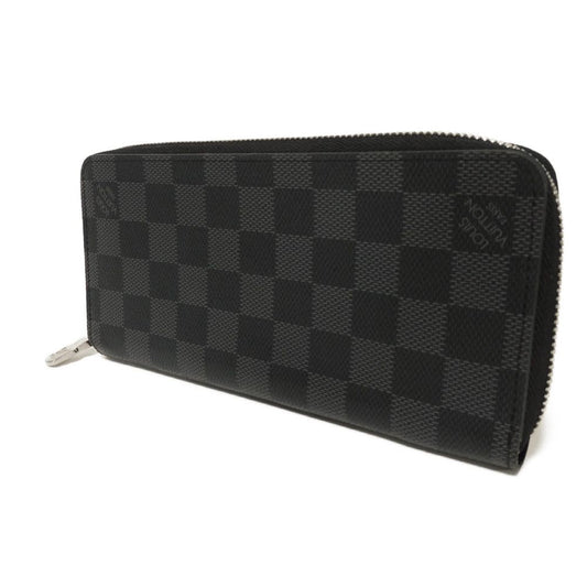 LOUIS VUITTON Long Wallet Purse N63095 Damier Graphite canvas x grained leather Noir New Zip Around RFID Current Damier Graphite Zippy Wallet Vertical mens Used Authentic