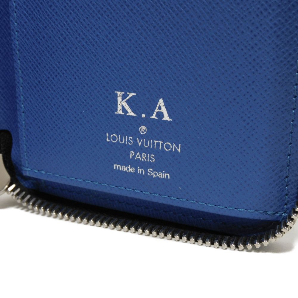 LOUIS VUITTON Long Wallet Purse M30070 Taiga leather (stamped) Noir New Zip Around Black Blue Taiga Zippy Wallet Vertical mens Used Authentic
