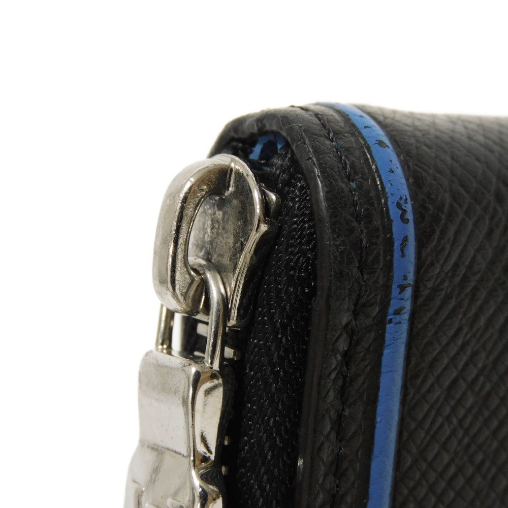 LOUIS VUITTON Long Wallet Purse M30070 Taiga leather (stamped) Noir New Zip Around Black Blue Taiga Zippy Wallet Vertical mens Used Authentic