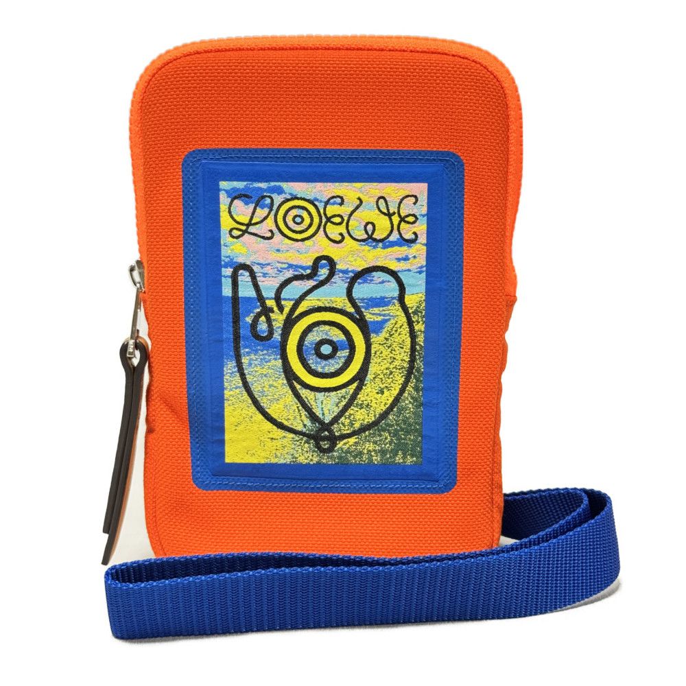LOEWE Shoulder Bag 101.50.V41 polyester Orange Cotton Neck Strap Pouch Unused logo i Nature Phone Holder mens Used Authentic