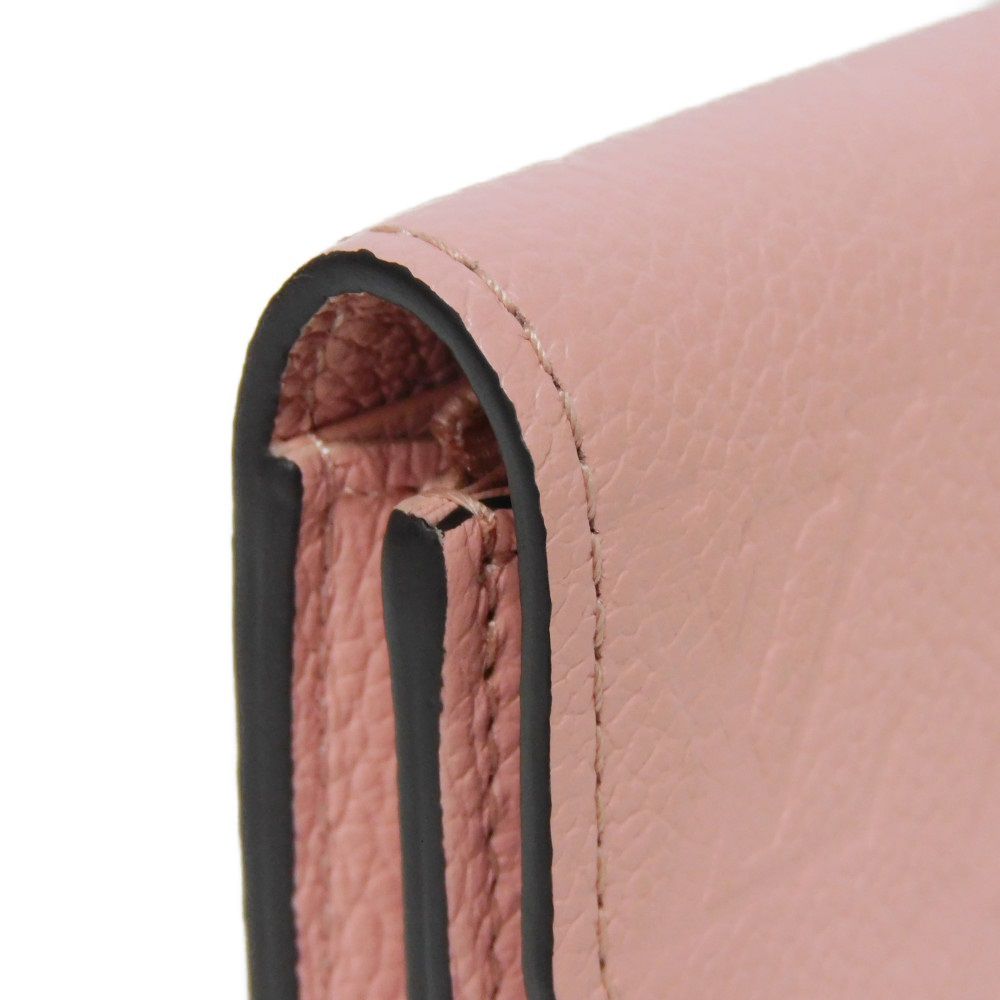 LOUIS VUITTON Bifold Wallet M81520 Implant leather (monogram embossed) Rose poodle New Pastel Pink RFID IC Chip Monogram Unplant Portomone Rosary Women Used Authentic