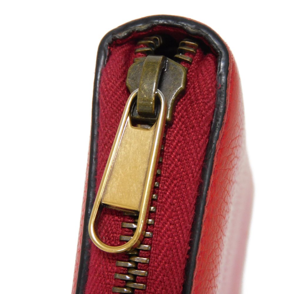 GUCCI Long Wallet Purse 496317 0GDAT 6461 Texture leather (embossed) Red x yellow x green x black Web Sherry Red Zip Around Vintage logo print Zip around wallet unisex(Unisex) Used Authentic