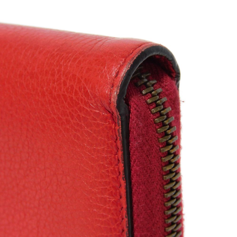 GUCCI Long Wallet Purse 496317 0GDAT 6461 Texture leather (embossed) Red x yellow x green x black Web Sherry Red Zip Around Vintage logo print Zip around wallet unisex(Unisex) Used Authentic