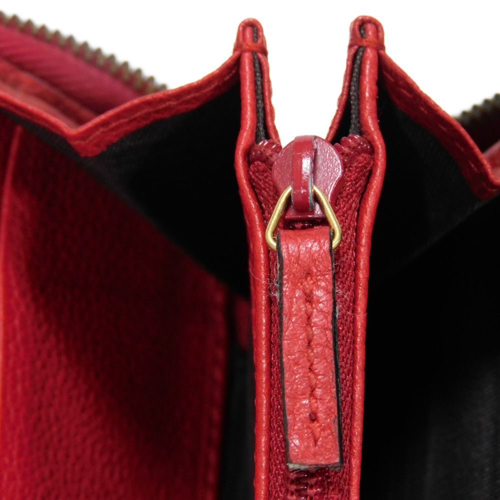 GUCCI Long Wallet Purse 496317 0GDAT 6461 Texture leather (embossed) Red x yellow x green x black Web Sherry Red Zip Around Vintage logo print Zip around wallet unisex(Unisex) Used Authentic