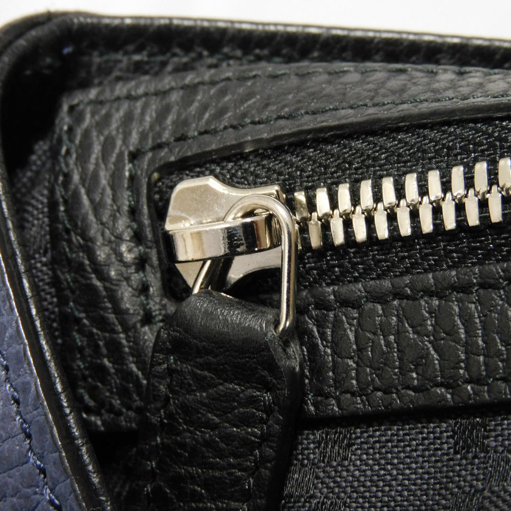 GUCCI Backpack 406364 Calf leather (embossed) Navy logo embossed daypack