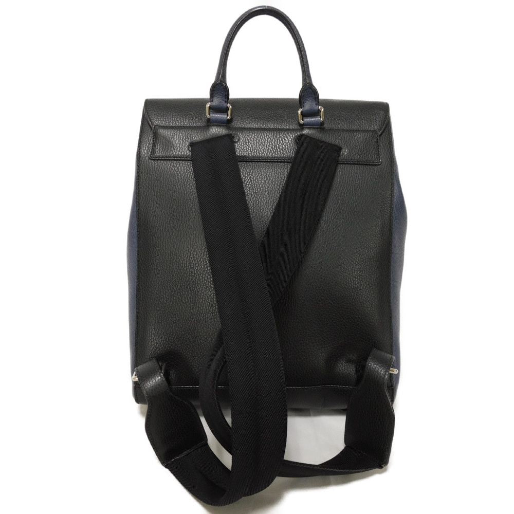 GUCCI Backpack 406364 Calf leather (embossed) Navy logo embossed daypack