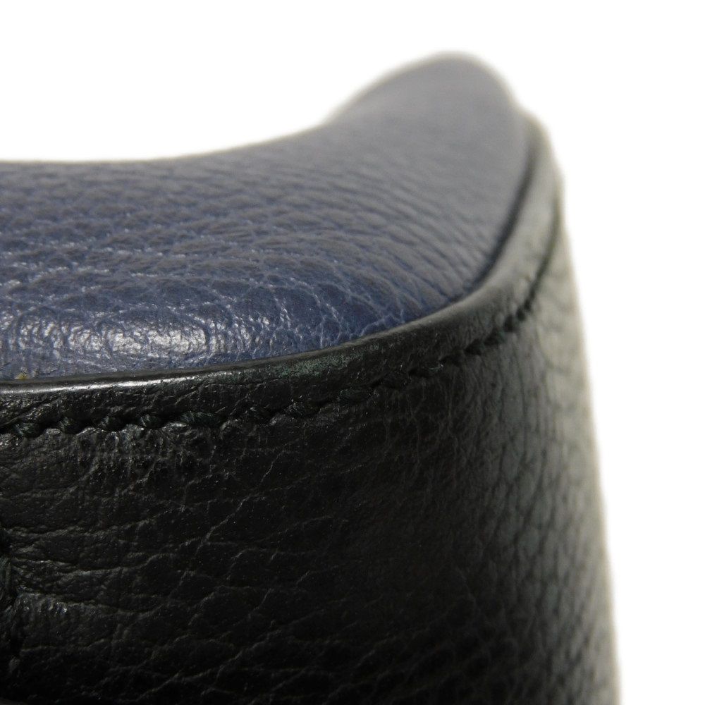 GUCCI Backpack 406364 Calf leather (embossed) Navy logo embossed daypack