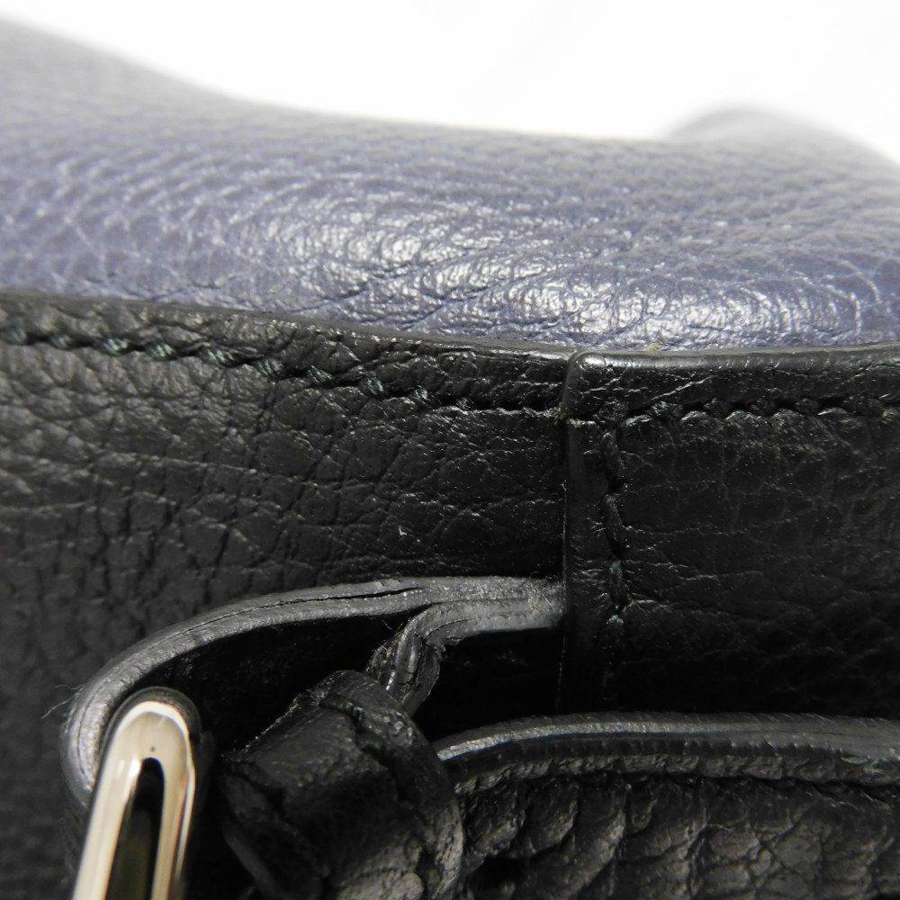GUCCI Backpack 406364 Calf leather (embossed) Navy logo embossed daypack