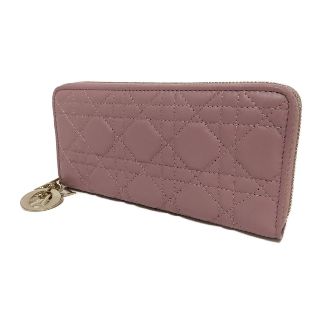Dior Long Wallet Purse S0007ONMJ_M64P Lambskin (canage embossing) lavender Canage Lady Dior Voyageur Wallet