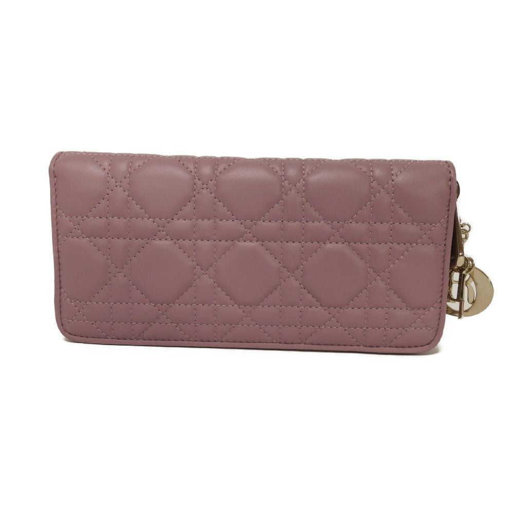 Dior Long Wallet Purse S0007ONMJ_M64P Lambskin (canage embossing) lavender Canage Lady Dior Voyageur Wallet