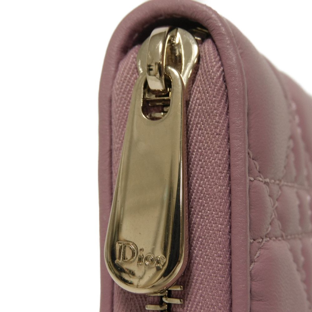 Dior Long Wallet Purse S0007ONMJ_M64P Lambskin (canage embossing) lavender Canage Lady Dior Voyageur Wallet