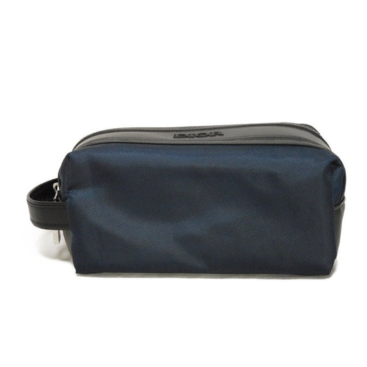 Dior business bag Nylon Navy novelty logo embossed double zip pouch