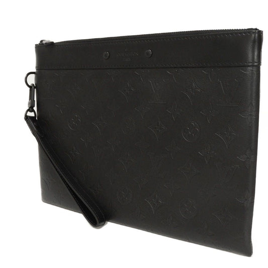 LOUIS VUITTON Clutch bag M81570 Shadow leather (monogram embossing) Noir Current LV logo black strap RFID Monogram shadow pochette to go mens Used Authentic