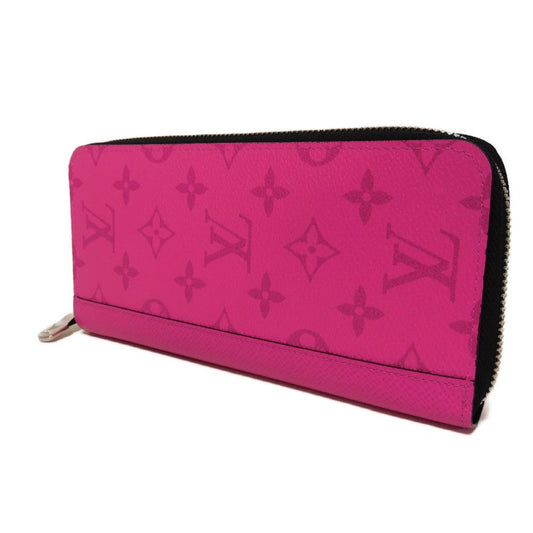 LOUIS VUITTON Long Wallet Purse M30780 Taiga leather x monogram canvas Rose Neon Pink New Zip Around Taiga Lama Monogram Zippy Wallet Vertical mens Used Authentic