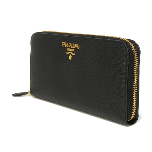 PRADA Long Wallet Purse 1ML506 ZLP F061H Safiano leather (stamped) Nero Ibisco Black Zip Around RFID Unused logo Saffiano zip around wallet unisex(Unisex) Used Authentic