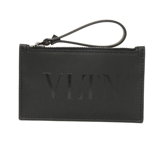 VALENTINO Coin case 1Y0P0540BHY Smooth Calfskin Leather black Calfskin RFID unused one studs VLTN logo embossed zip card holder mens Used Authentic