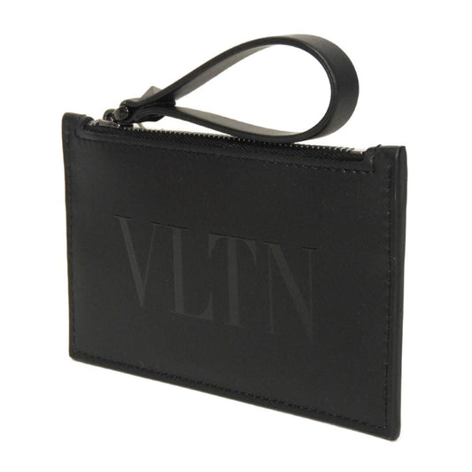 VALENTINO Coin case 1Y0P0540BHY Smooth Calfskin Leather black Calfskin RFID unused one studs VLTN logo embossed zip card holder mens Used Authentic
