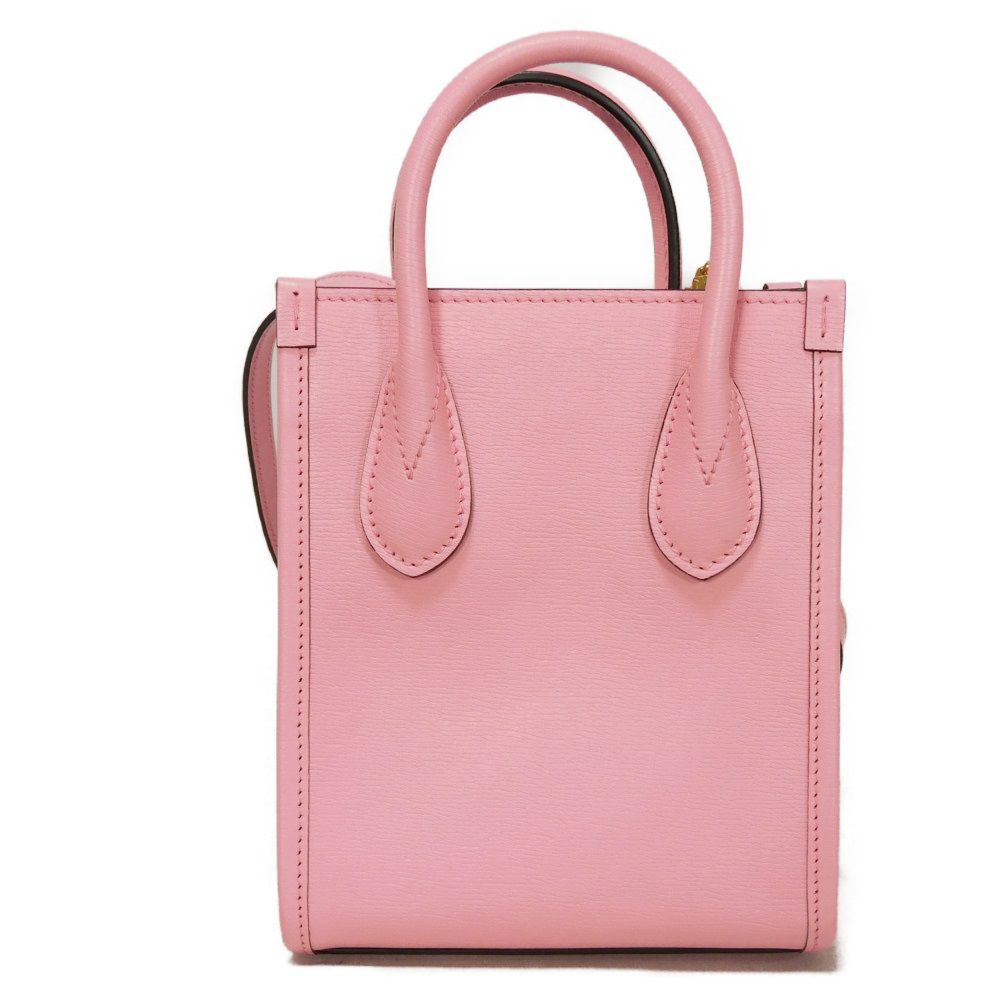 GUCCI Shoulder Bag 671623 U22AG 5964 Textured leather Light pink Banana Bolt Inazuma Pastel 2WAY Crossbody logo Bananya Mini Tote unisex(Unisex) Used Authentic