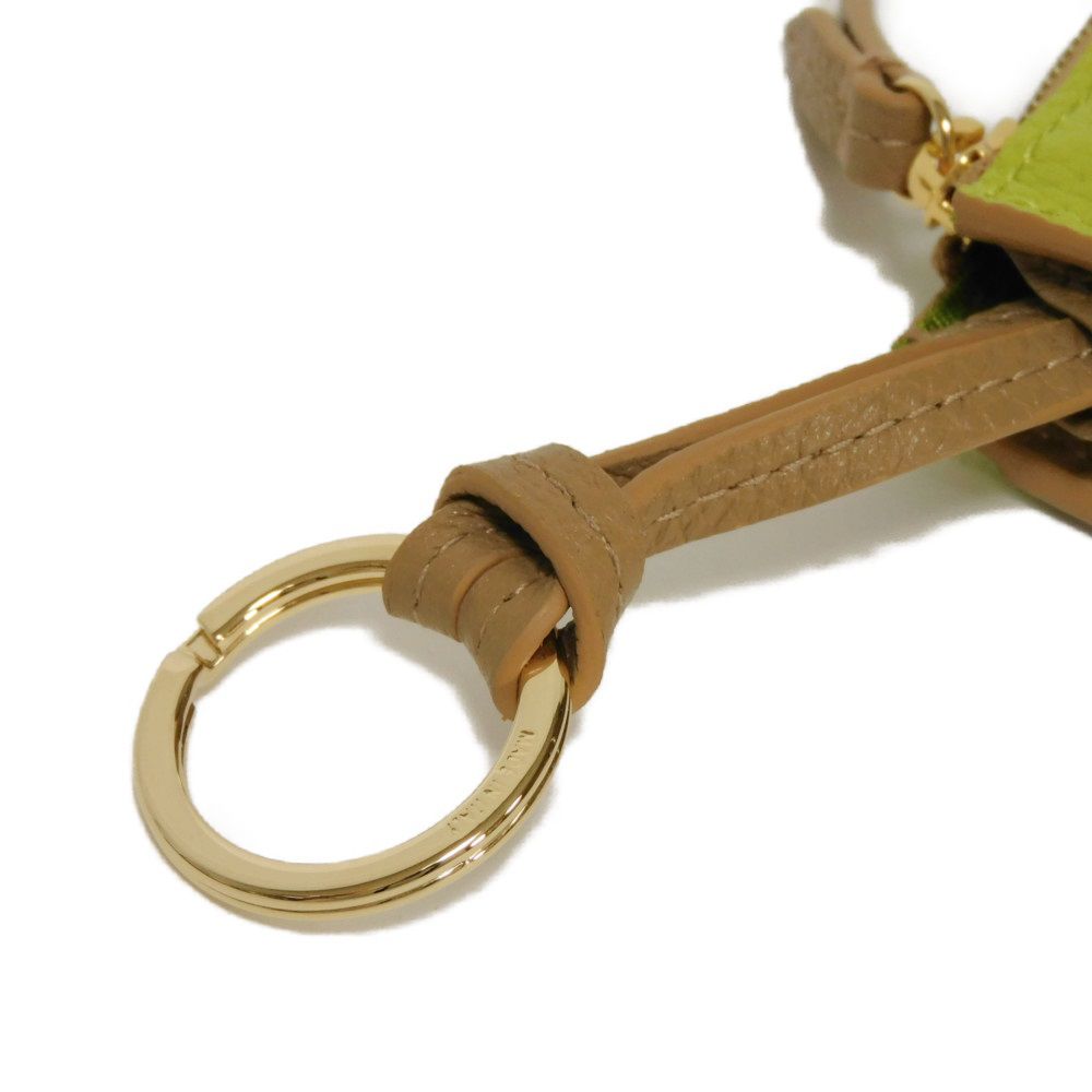 GUCCI Coin case 837966 AAE5F 2843 Calf leather (embossed) beige Current Bicolor Green Keyring Unused GG Marmont Double G Zip Key Pouch unisex(Unisex) Used Authentic