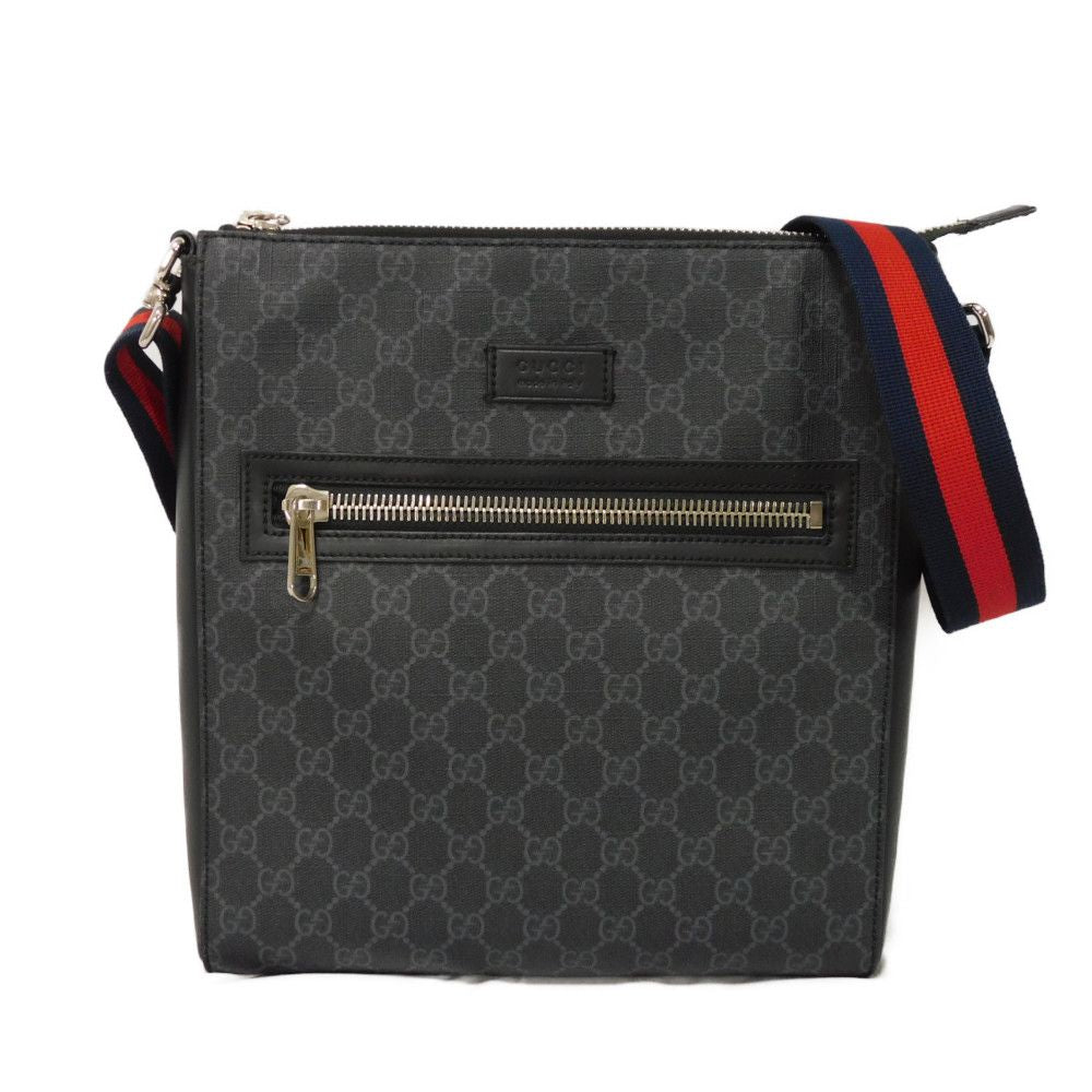 GUCCI Shoulder Bag 474137 K5RLN 1095 GG Supreme canvas (polyurethane processing) x Calfskin leather black Logo embossing GG Supreme Messenger Bag