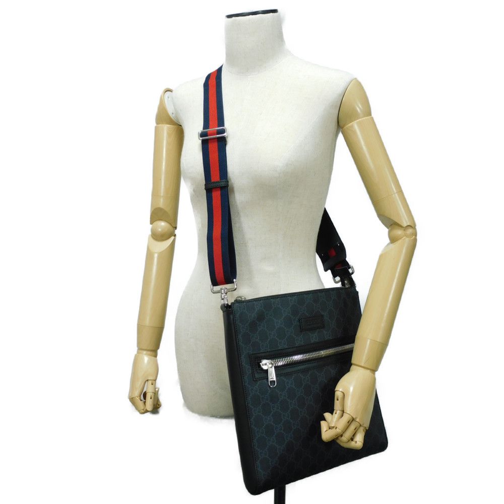 GUCCI Shoulder Bag 474137 K5RLN 1095 GG Supreme canvas (polyurethane processing) x Calfskin leather black Logo embossing GG Supreme Messenger Bag