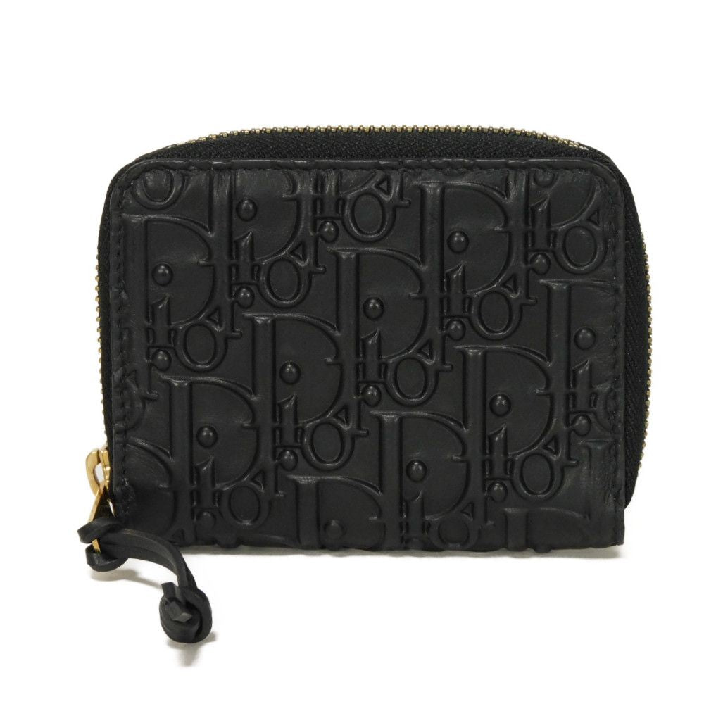 Dior Coin case Calf leather black Trotter Oblique embossed logo coin purse