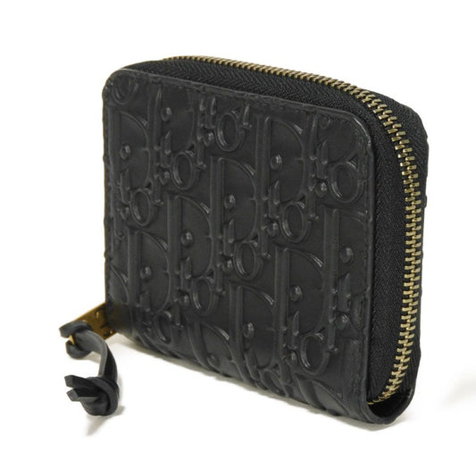 Dior Coin case Calf leather black Trotter Oblique embossed logo coin purse