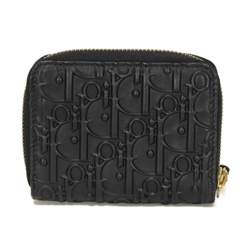 Dior Coin case Calf leather black Trotter Oblique embossed logo coin purse