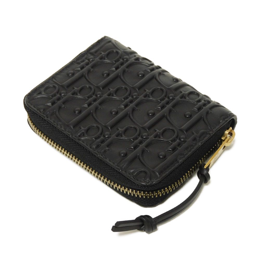 Dior Coin case Calf leather black Trotter Oblique embossed logo coin purse