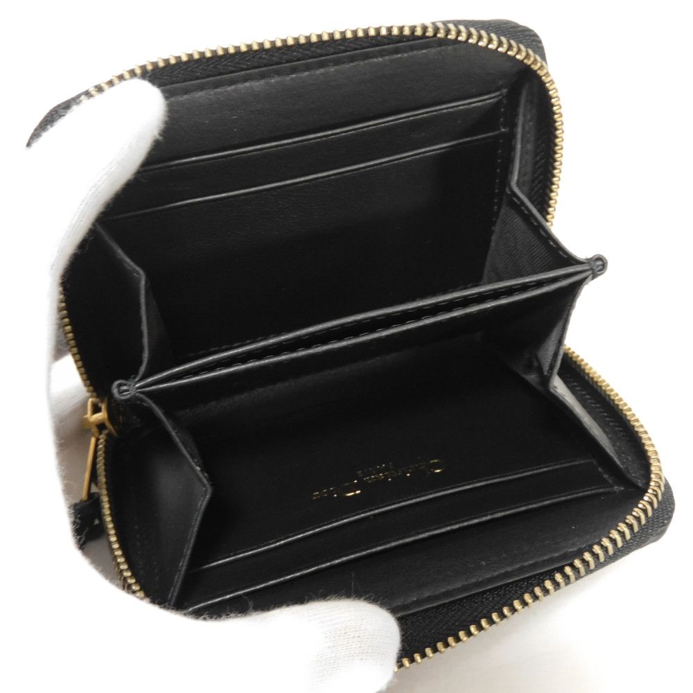 Dior Coin case Calf leather black Trotter Oblique embossed logo coin purse