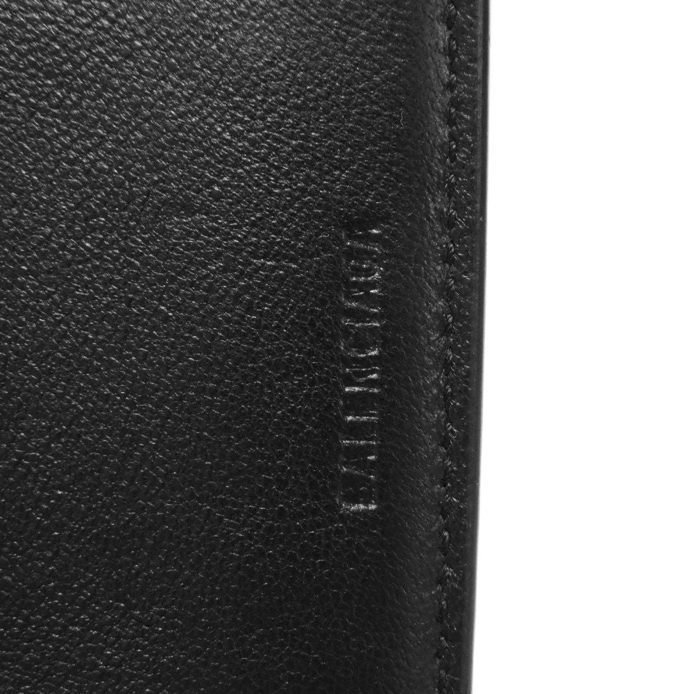 BALENCIAGA Bifold Wallet 655683 1ROP3 1000 Calfskin (crocodile embossed) black Croc Calfskin Card Case Billfold New logo Cash Bar Tikal Wallet mens Used Authentic