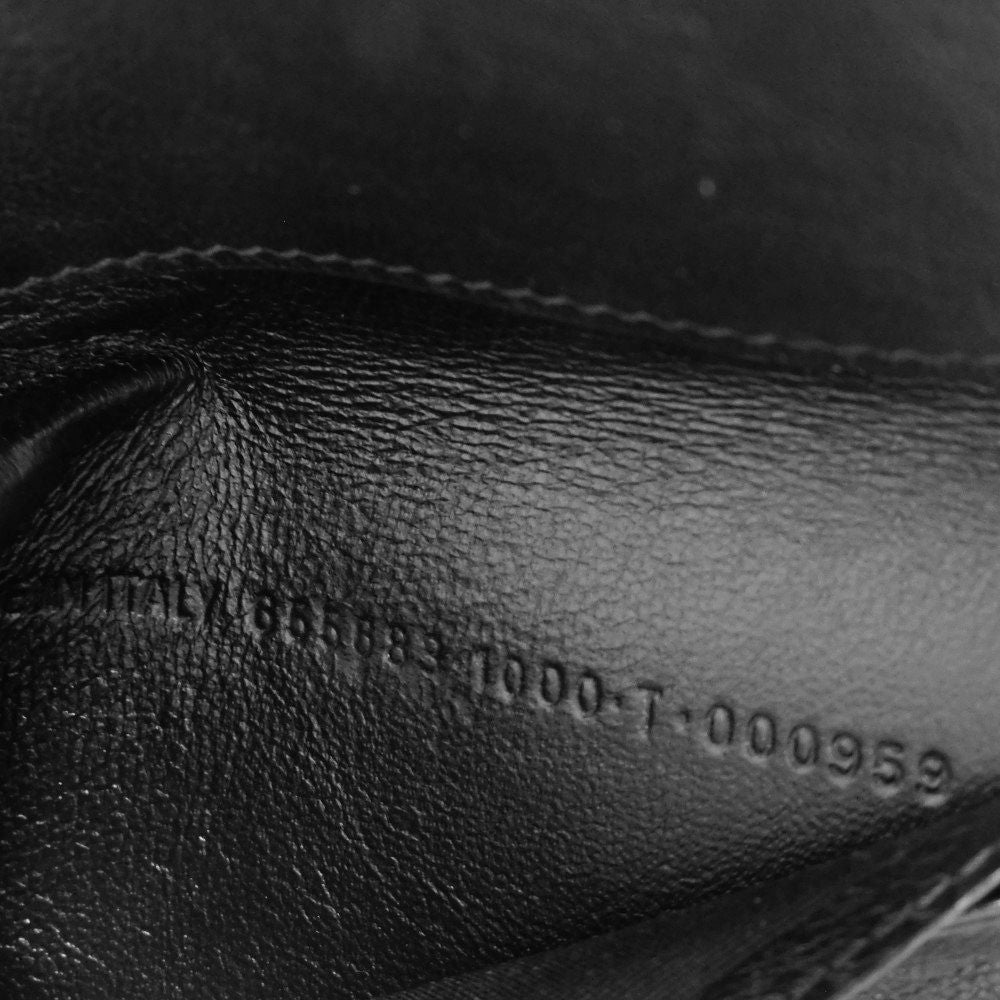 BALENCIAGA Bifold Wallet 655683 1ROP3 1000 Calfskin (crocodile embossed) black Croc Calfskin Card Case Billfold New logo Cash Bar Tikal Wallet mens Used Authentic