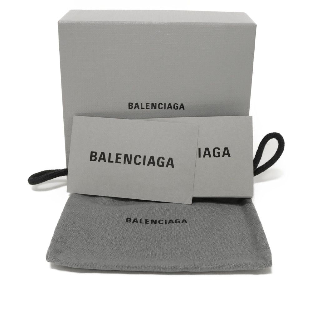 BALENCIAGA Bifold Wallet 655683 1ROP3 1000 Calfskin (crocodile embossed) black Croc Calfskin Card Case Billfold New logo Cash Bar Tikal Wallet mens Used Authentic