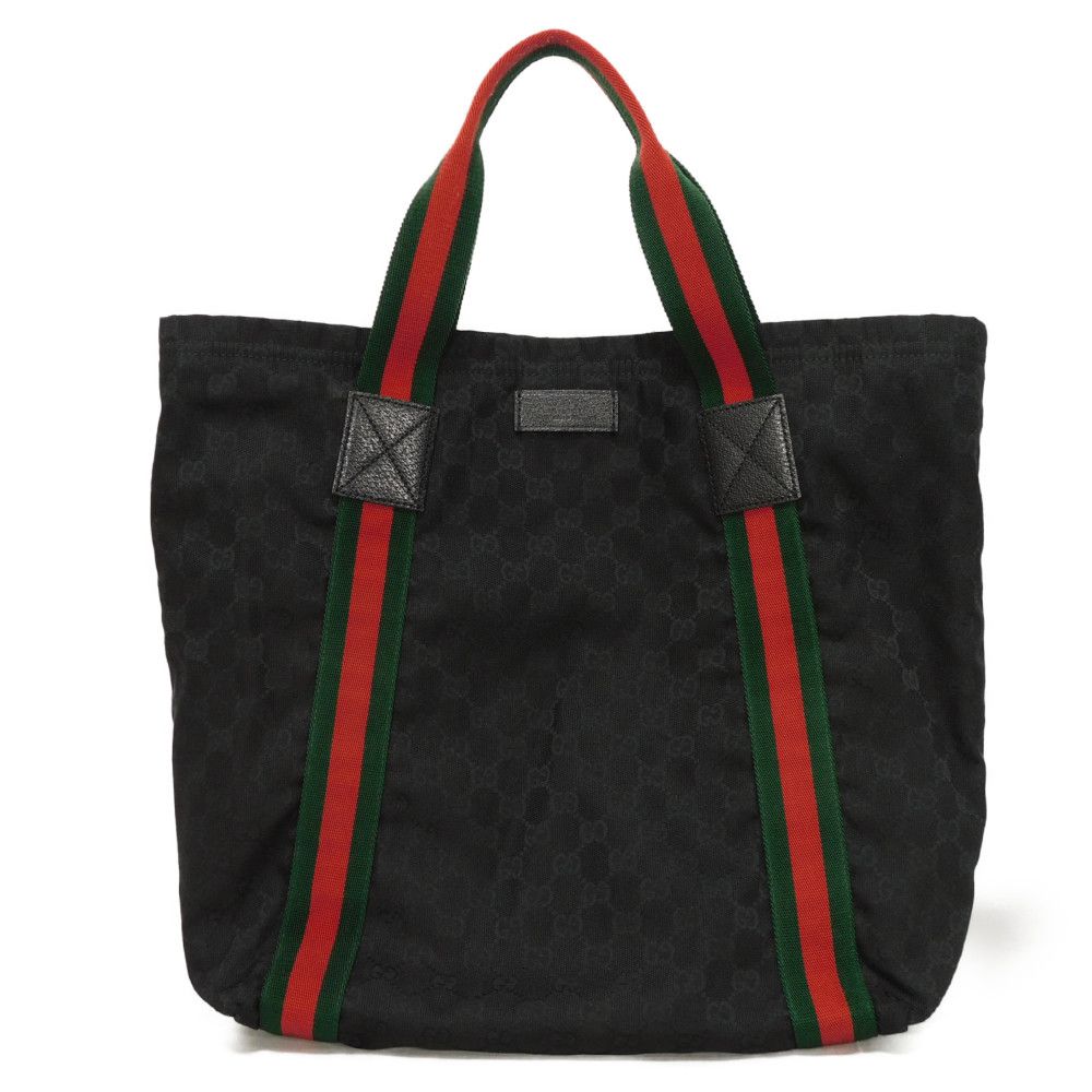 GUCCI Tote Bag 189669 GG canvas x calf leather (embossed) black Logo embossing GG canvas tote