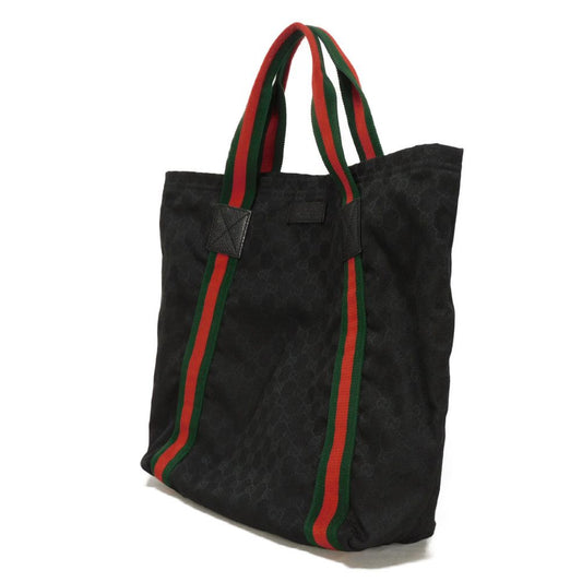 GUCCI Tote Bag 189669 GG canvas x calf leather (embossed) black Logo embossing GG canvas tote