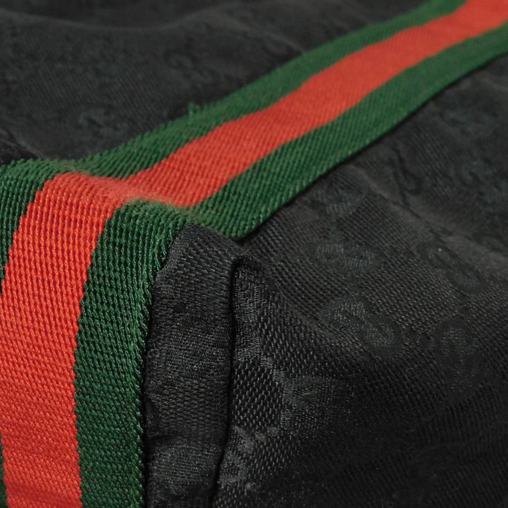 GUCCI Tote Bag 189669 GG canvas x calf leather (embossed) black Logo embossing GG canvas tote
